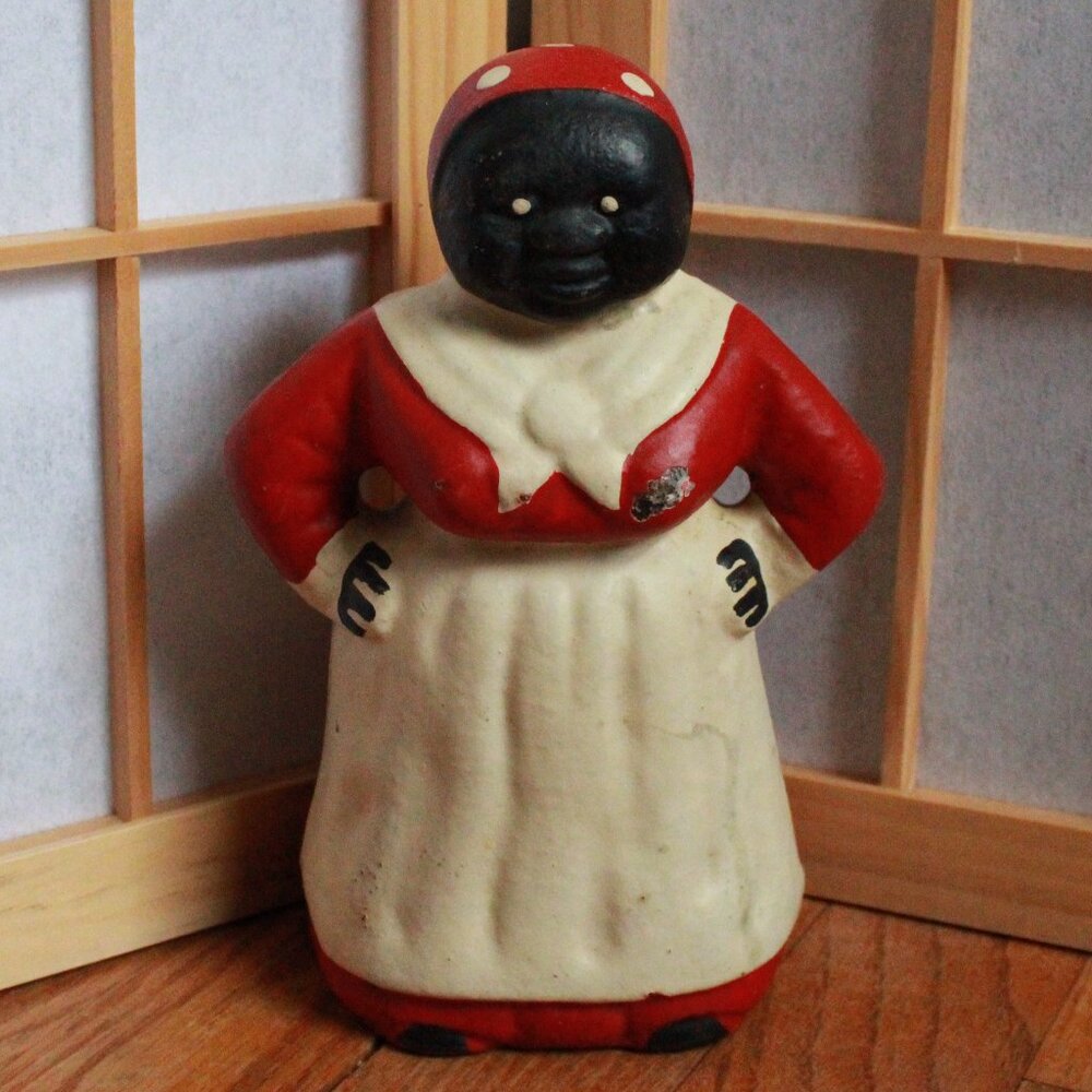 Vintage Unknown Brand Black Americana Cast Iron Maid Coin Bank